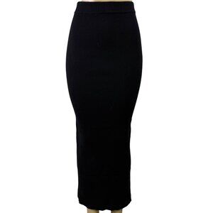 Maje Womens Black Wool Mid-Calf Ribbed Knit Pencil Skirt  Chic & Comfortable Sz